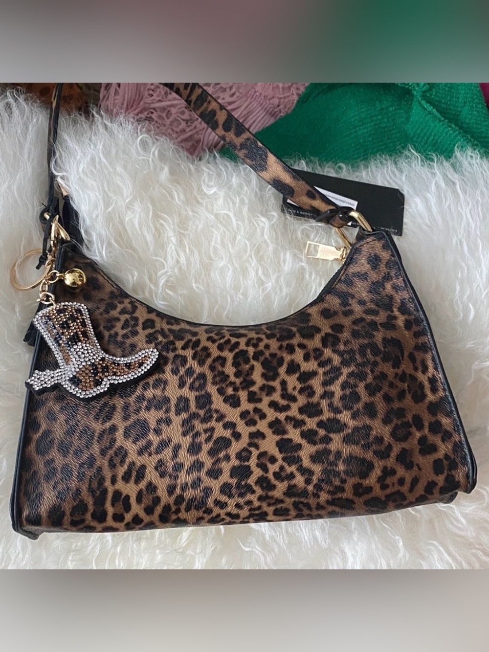 Leopard Print Shoulder Bag with Charm NWT!✨🐆